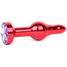 Удлиненная шарикообразная красная анальная пробка Anal Jewelry Plug с прозрачным кристаллом - 10,3 см